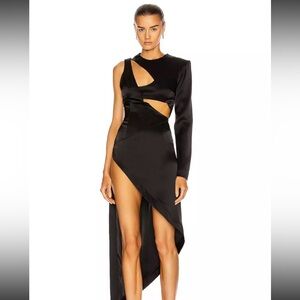 David Koma One-Sleeve Cut-Out Asymmetrical Dress
